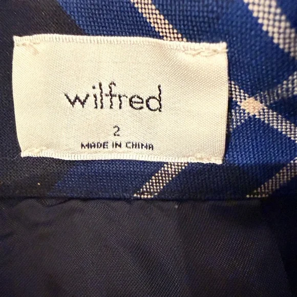 Wilfred Navy and White Plaid A-Line Skirt - Picture 2 of 2